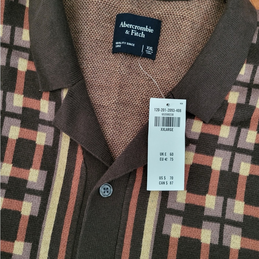 Abercrombie & Fitch Geometric Brown Men's Shirt